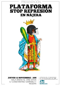 Cartel presentación de Stop Represión en Nájera, La Rioja. 